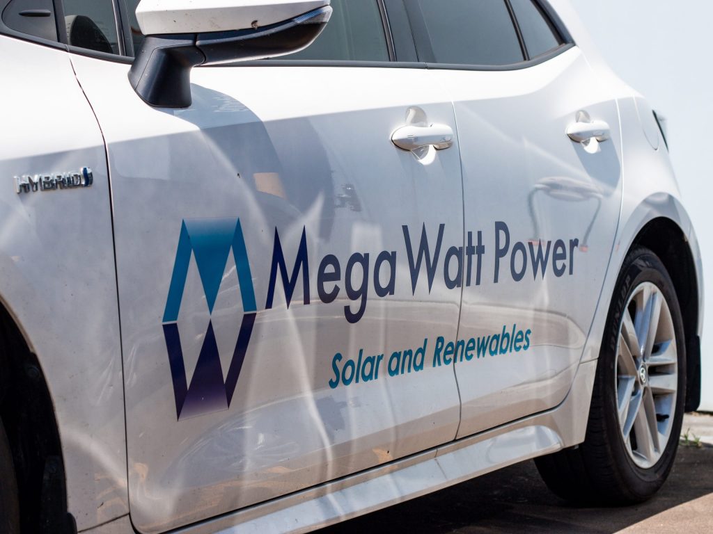 megawatt branding on car
